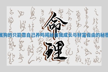 属狗的只能靠自己养吗 😊 揭秘 👌 自我成长与财富自由的秘密